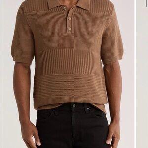 NWOT Truth Mixed Stitch Cotton Knit Polo Sweater